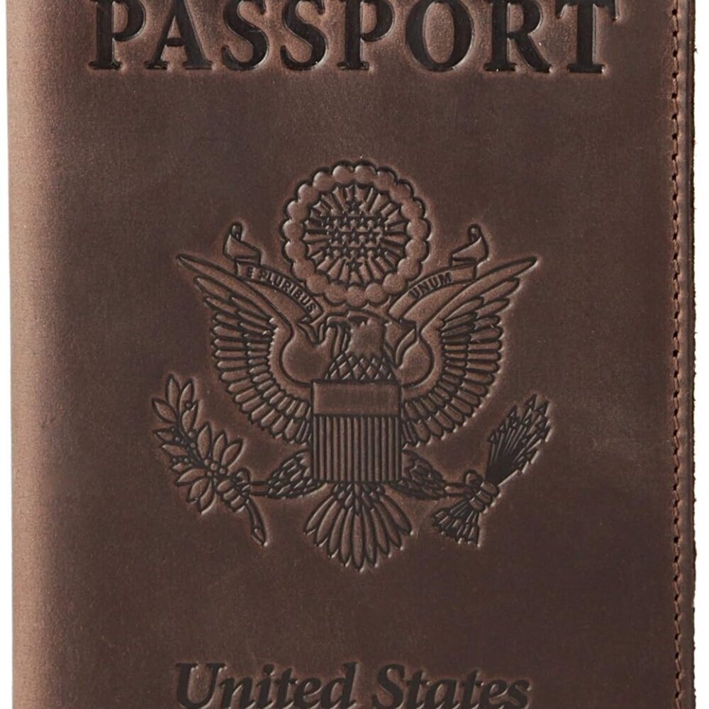 Leather Passport Book Cover  Thin American Travel Passport Holder  Premium